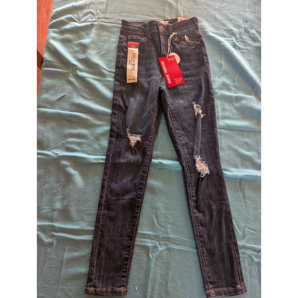 NEW Wax Jean High Rise Skinny Jeans Womens Size 1 Original Denim Distressed